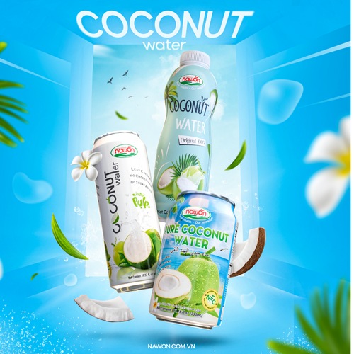 NAWON Premium Quality Coconut Water Original and Coconut Water with Pulp Low-Salt Sugar-Free Hydration Expo Caf Flavor Free Design Label Food Pattern OEM/ODM
