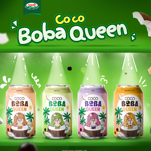 New Arrivals Boba Queen Hot Selling Milk Tea 5 Flavor 330ML Canned Bubble Tea Mix Private Label Manufacturer From Vietnam