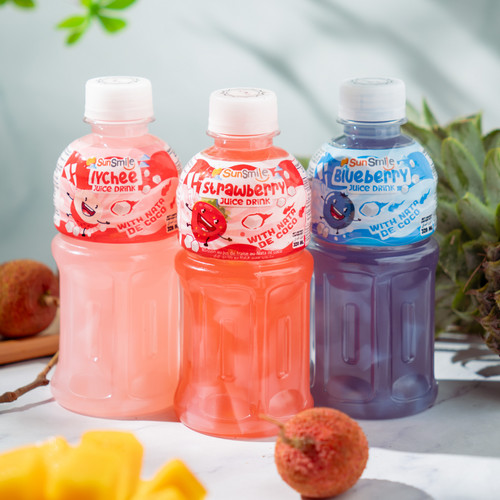 Best Selling Product 320ml Tropical Juice Drink with Nata De Coco Jelly SunSmile Private Label Manufacturer Free Sample OEM ISO