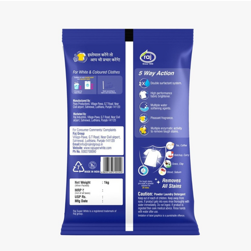 Raj Super White Premium Detergent Powder