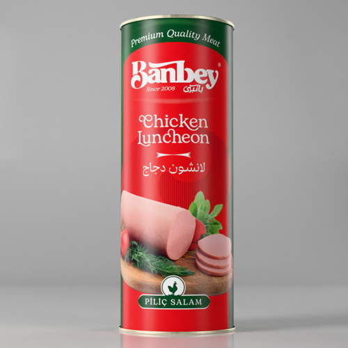 Canned chicken luncheon with beef flavor