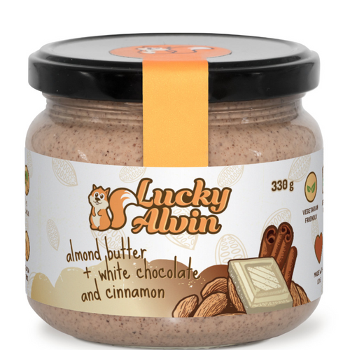 Lucky Alvin almond butter + white chocolate + cinnamon