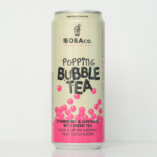 Popping Bubble Tea Can- Strawberry Lemonade with Green Tea