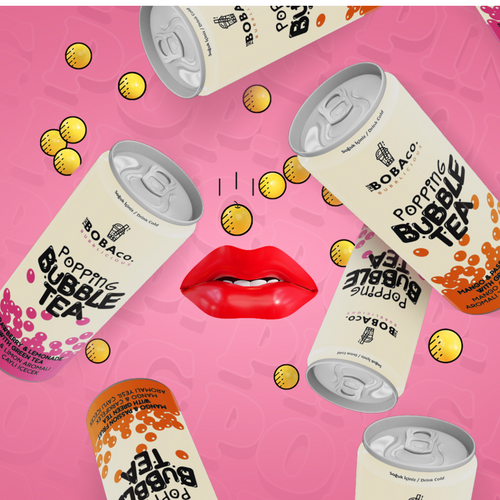 Popping Bubble Tea Can- Strawberry Lemonade with Green Tea