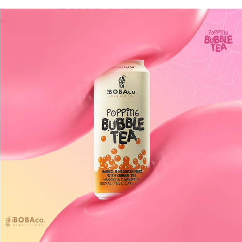 Popping Bubble Tea Can- Mango Passion Fruit with Green Tea