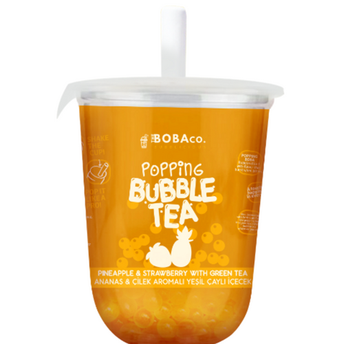 Popping Bubble Tea – Pinapple Strawberry with Green tea