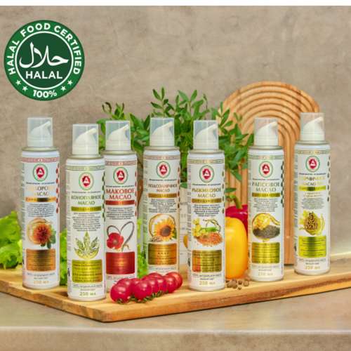 Unrefined (cheese-pressed) vegetable oils in aerosol packaging