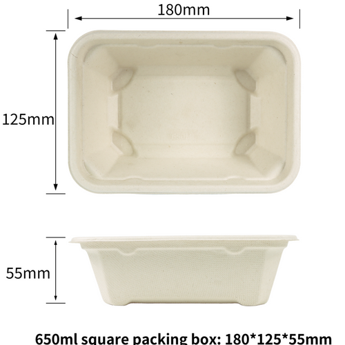 550ml eco-friendly compostable sugarcane pulp square box