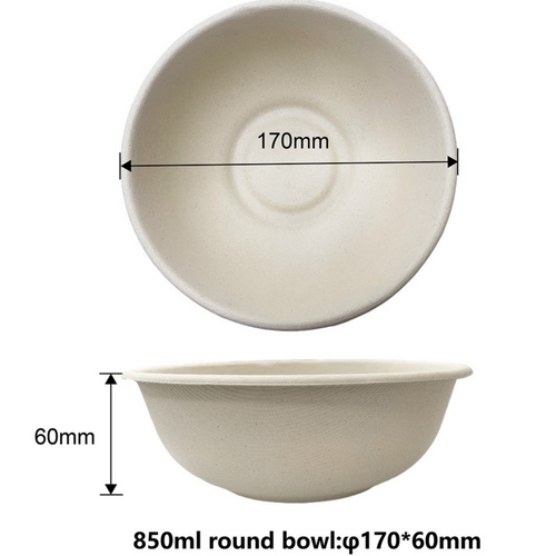 360ml eco-friendly compostable sugarcane pulp square bottom round bowl