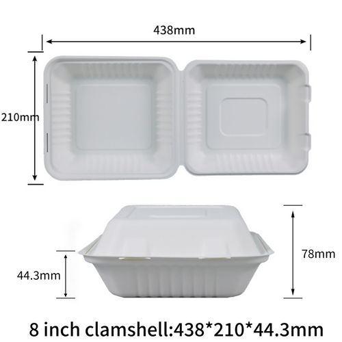 100% Home Compostable 9 inch Clamshell 3 Compartment Disposable Take Out Food Containers to go Containers Heavy-Duty to go Boxes Eco-Friendly Biodegradable Made of Sugarcane Fibers