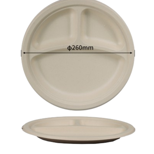 PFAS Free Paper Plates 10 Inch 3 Compartment Heavy Duty - Disposable Paper Plates - Compostable Large Paper Plates Bulk Eco-Friendly Everyday Use Parties Commercial Settings