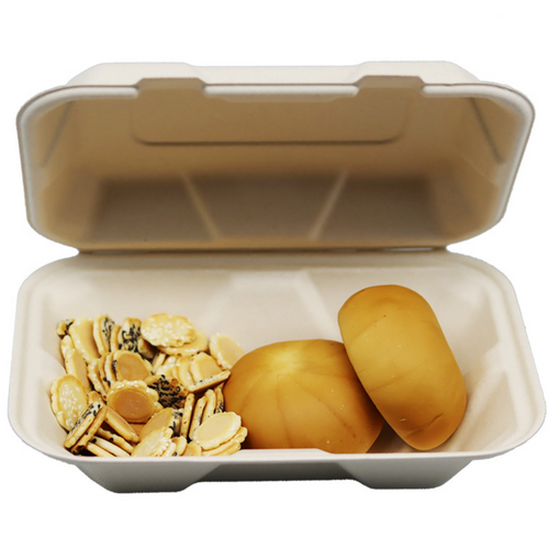 PFAS Free Clamshell Take Out Food Containers 8 inch Disposable To Go Containers To Go Boxes for Food Salad Made from Sugarcane Bagasse