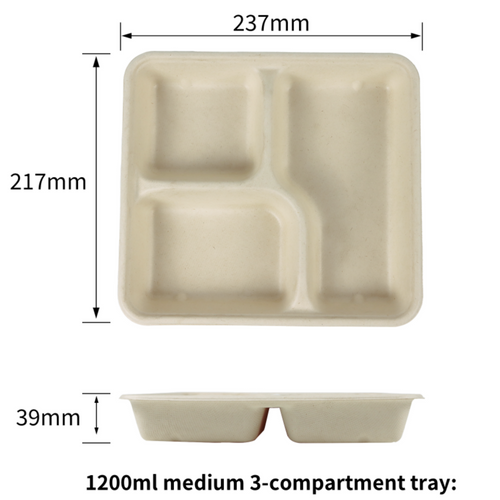 Disposable Food Trays 4-Compartment Eco-friendly Heavy-Duty Large Paper Plates Compostable Sugarcane Platters for Crawfish Lobster Seafood Party