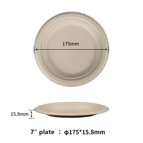 100% Compostable 7 Inch Heavy Duty Disposable Plates Plates - Eco-Friendly, Biodegradable Sugarcane Bagasse Dinner Plate Disposable