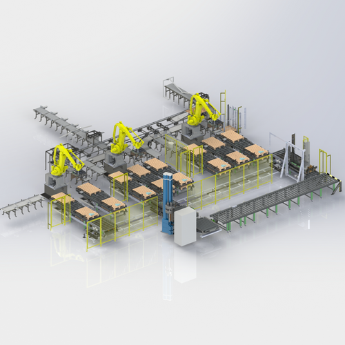 Simultaneous Full Line Palletisers  with Wrapping Machine
