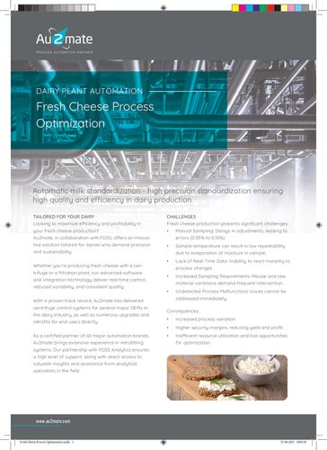 Au2mate Fresh Cheese Process Optimization