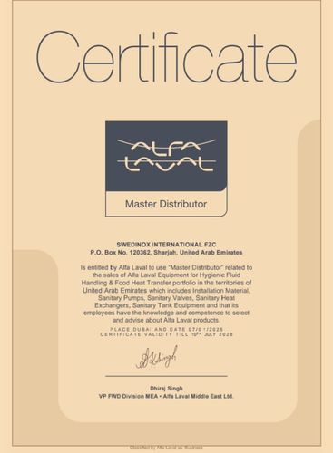 Master Distributor of Alfa Laval