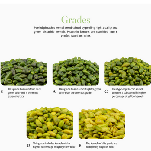 peeled and unpeeled pistachio kernels