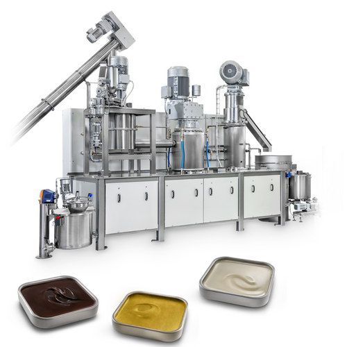 Continuous grinding and refining of cocoa beans and nuts
