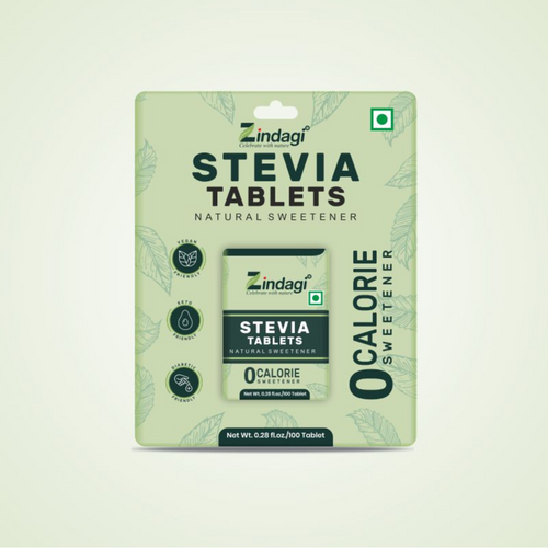 Zindagi Stevia Tablets – Natural Zero Calorie Sweetener (100 Tablets)