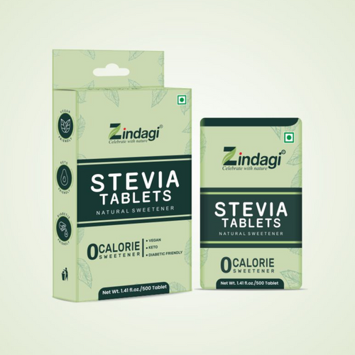 Zindagi Stevia Tablets | Natural Zero Calorie Sweetener | 500 Tablets