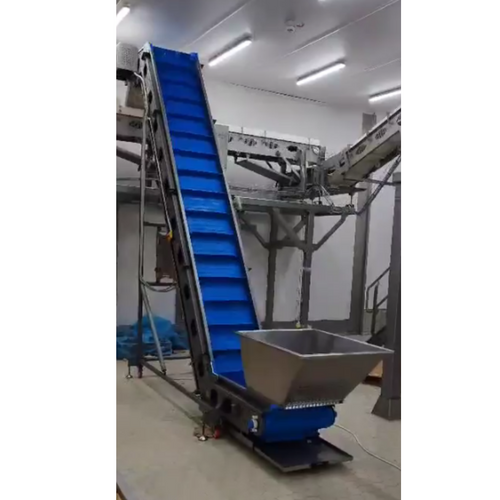 Inclined Food-Grade Conveyor with Hopper