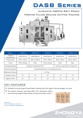 DASB Series - Aseptic Soft Pouches FFS Machine