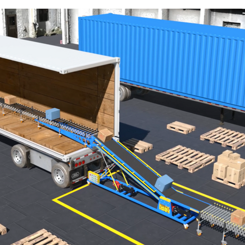 Conveyor and truck loading machine