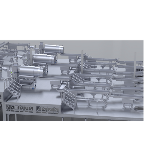 Complete lines for the transport and distribution of snacks and food