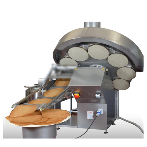 Machine with inclined cooking plates