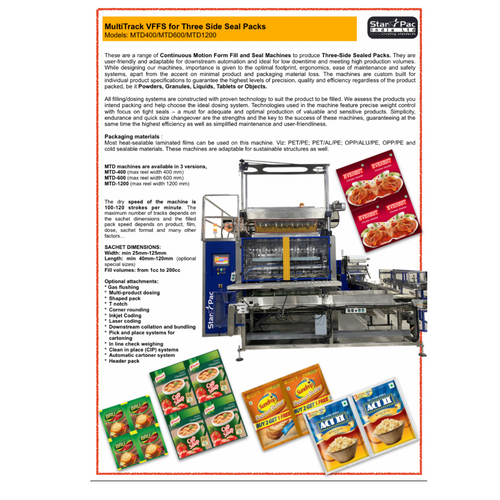 High Speed Three Side Seal Duplex Multitrack Machines