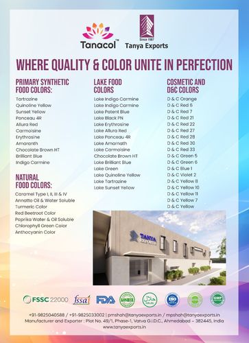 Tanya Exports (Tanacol) Strengthens Global Presence with Premium Range of Food  Colors