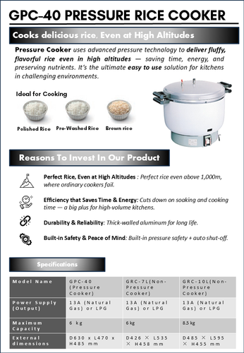GPC-40 Hattori Pressure Rice Cooker