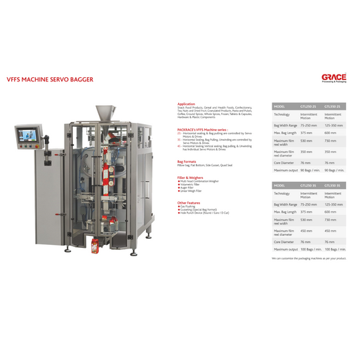 Snack Food Packing Machine High Speed Servo Motor Driven Bagger