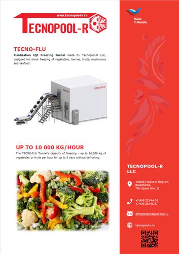 Fluidization IQF Freezing Tunnel TECNO-FLU