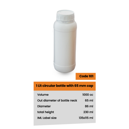 1 lit circular bottle 65 mm cap