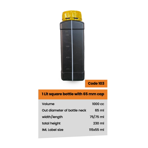 1 LIT SQUARE BOTTLE WITH 65 MM CAP