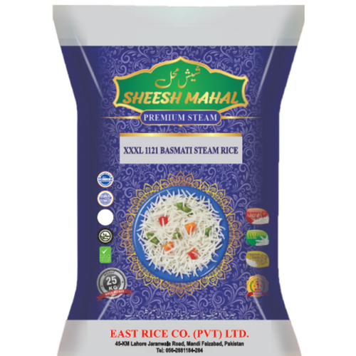 SHEESH MAHAL PREMIUM STEAM - EXTRA LONG GRAIN 1121 BASMATI STEAM RICE: XXXL