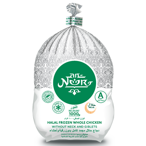 AN NOOR Frozen whole chicken, 0.8-1.5 kg, Halal