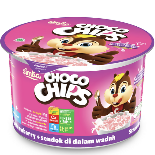 Choco Chips Cup 34gr (Plain, Choco, Strawberry Milk)