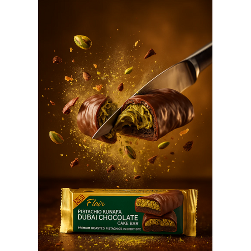 Flair Dubai Pistachio Kunafa Chocolate Cake Bar