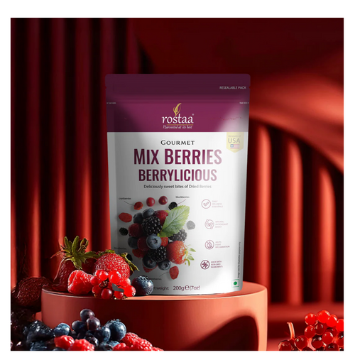 Rostaa Mix Berries Berrylicious 200g – Antioxidant-Rich Dried Fruit & Nut Mix, Healthy Snack