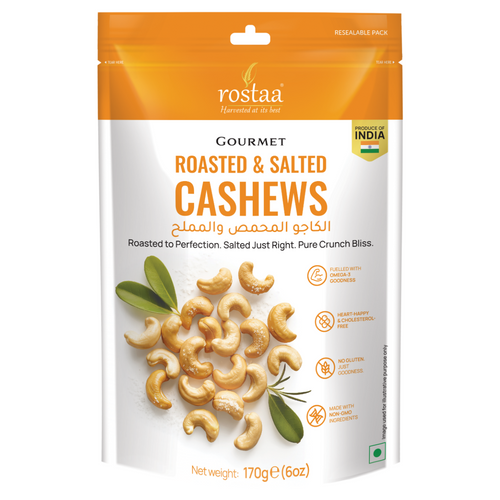 Rostaa Roasted & Salted Cashews 170g – Premium Crunchy Nut Snack ...