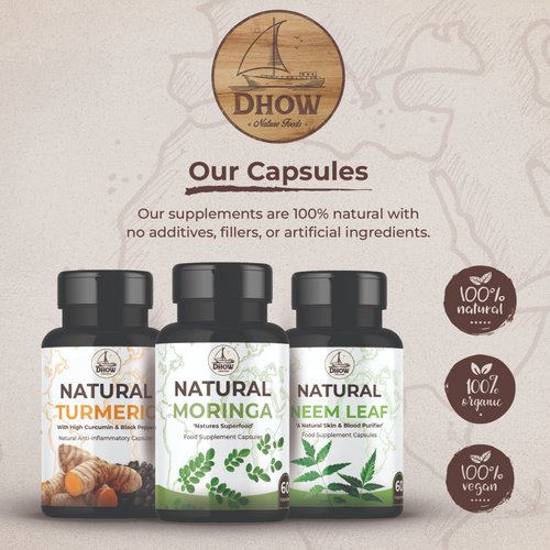 Herbal Food Supplements: Moringa, Ashwaghanda, Shatavari, Turmeric & Black pepper, Neem and Amla