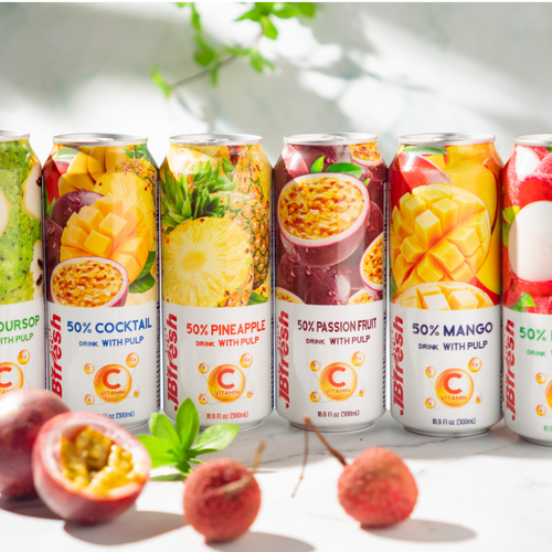 JB'fresh Tropical 50% Fruit Juice with Pulp Enriching Vitamin C 330ml, 500ml Canned