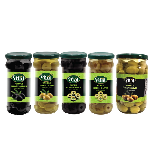 Whole Green & Black Olives with slices , Cucumber Pickled , Red Kidney beans & Foul Madammmas