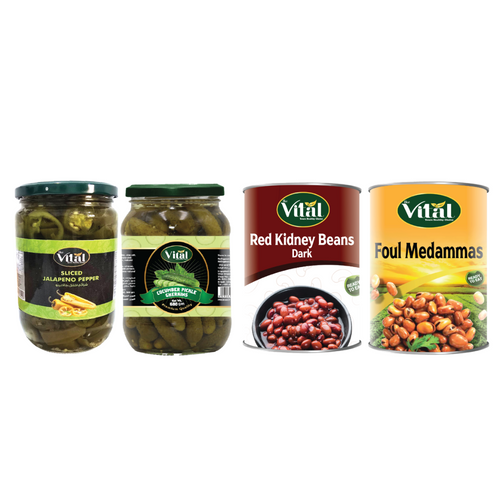 Whole Green & Black Olives with slices , Cucumber Pickled , Red Kidney beans & Foul Madammmas