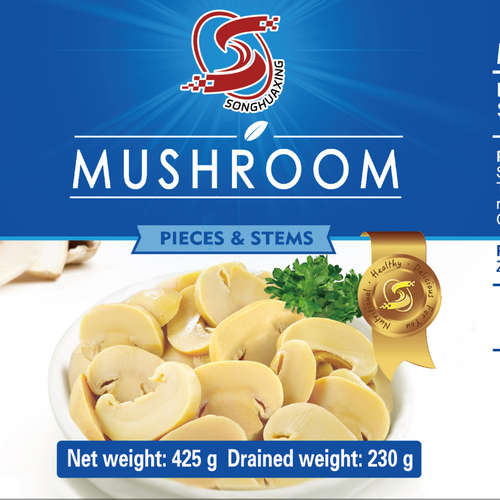 Canned mushroom pieces and stems