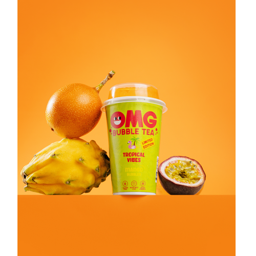 OMG Bubble Tea Yerba Mate Tropical Vibes Tea with Mango Bubbles