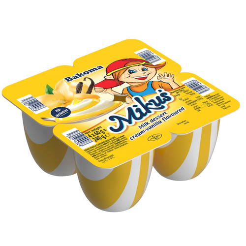 Bakoma Mikus double-layer milk dessert and pistachio dessert 4x60g